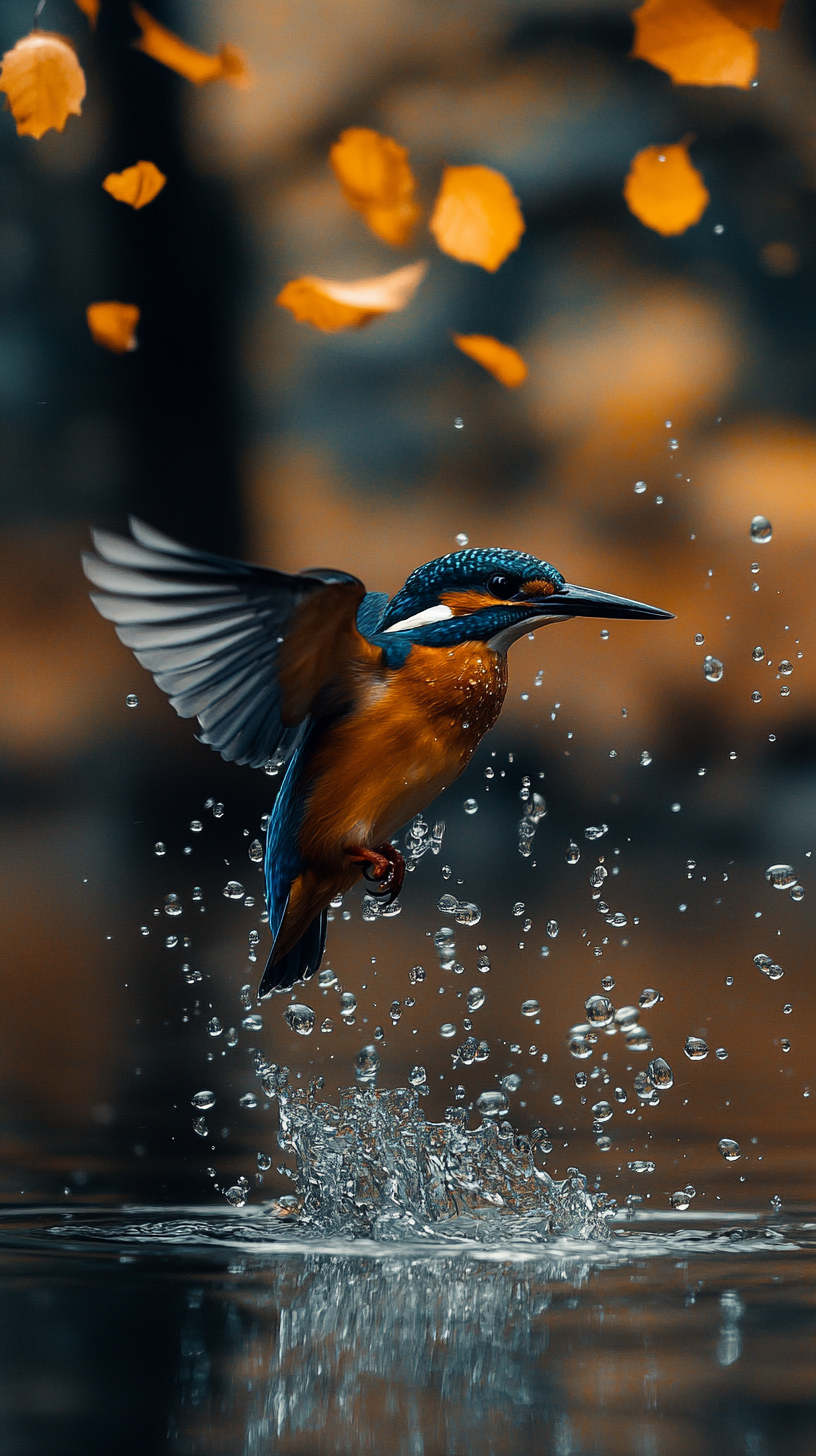 Kingfisher in mid-flight catching fish, shot on Nikon Z9