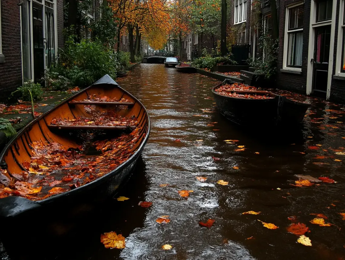 A boat parked on a quiet, narrow street in a quaint, possibly seaside town with traditional architecture.