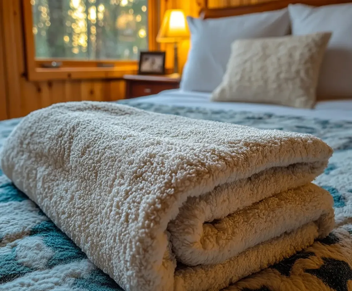 Inviting and comfortable neatly made bed with a soft, cozy blanket in a well-lit room.