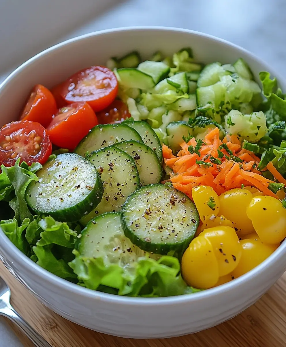 Bowl of fresh, colorful vegetables including carrots, broccoli, bell peppers, and cherry tomatoes.