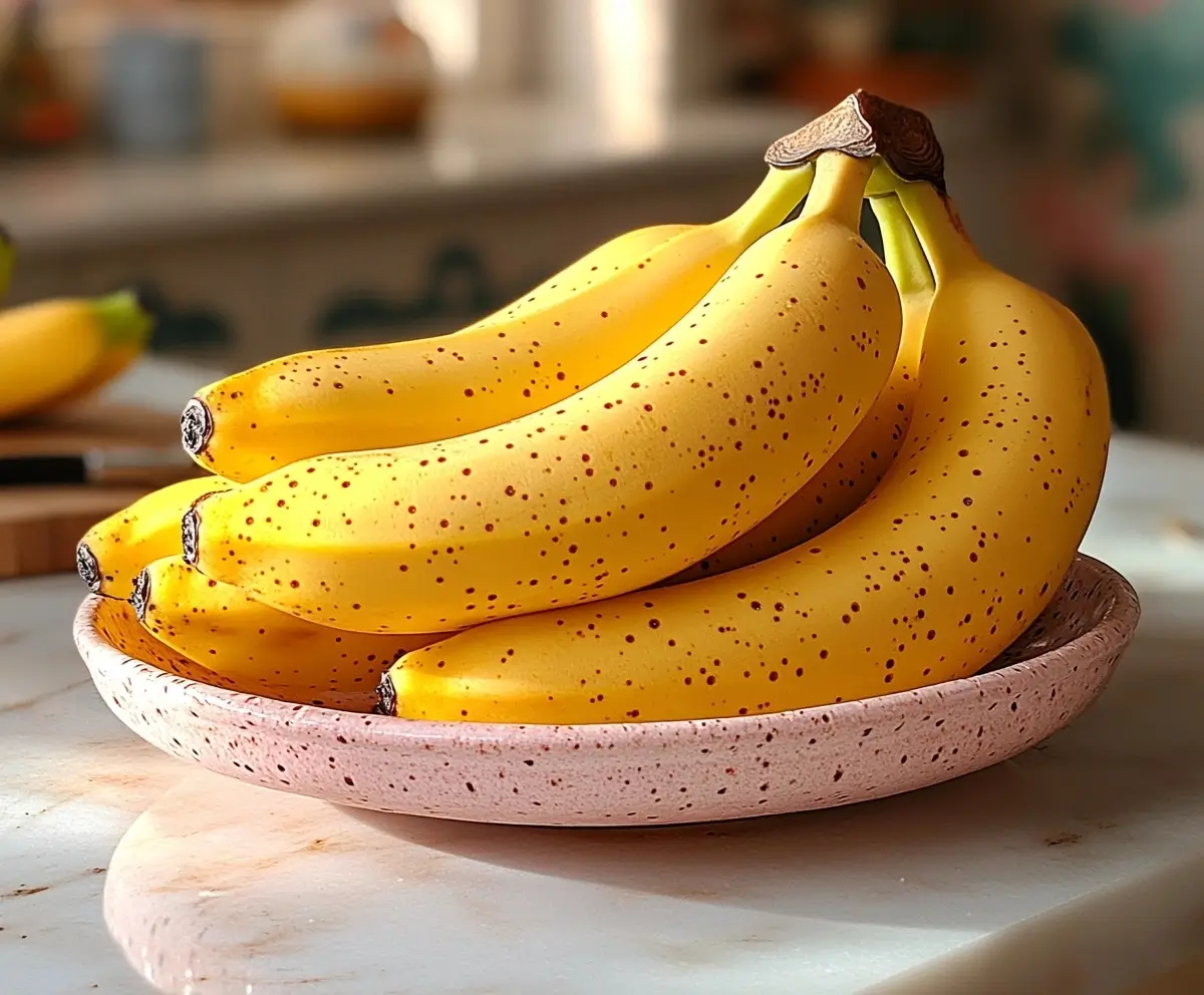 Bowl of ripe yellow bananas neatly arranged on a clean, well-lit modern kitchen counter.