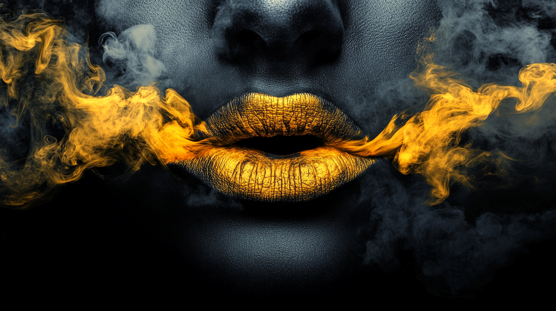 Mouth in Billowing Yellow and Black Smoke