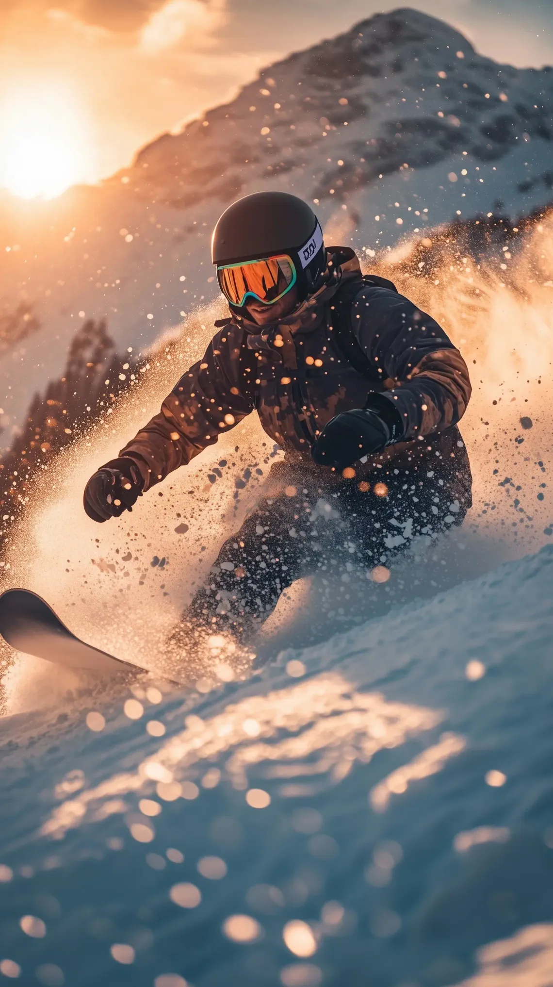 Man skillfully snowboarding down a serene, snow-covered slope showcasing the thrill of winter sports.