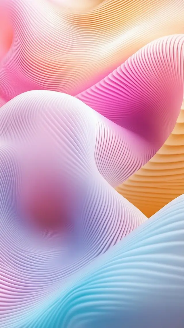 3D minimalist wave pattern in pastel colors for phone wallpaper.