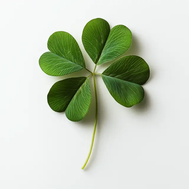 A top view of a clover isolated on a white background.