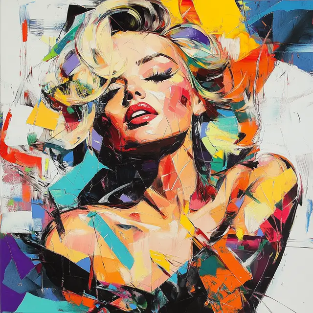 Abstract portrait of Marilyn Monroe incorporating beautiful shapes.