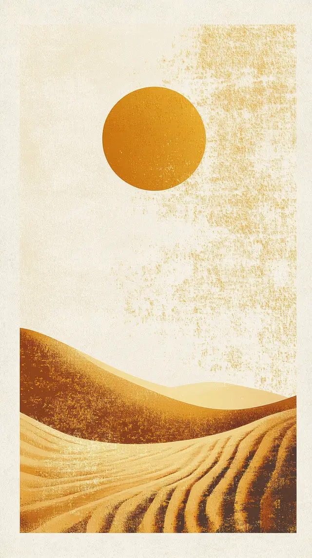 Minimalist poster design featuring an abstract art with rays.