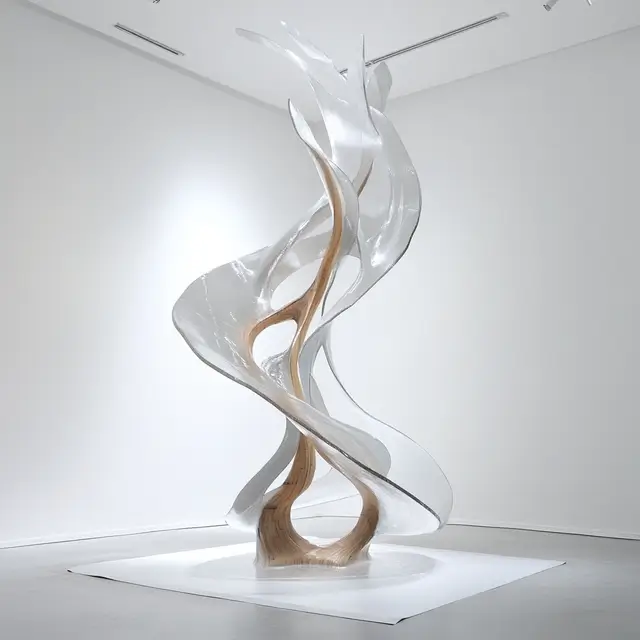 Abstract sculpture in a pure white space.