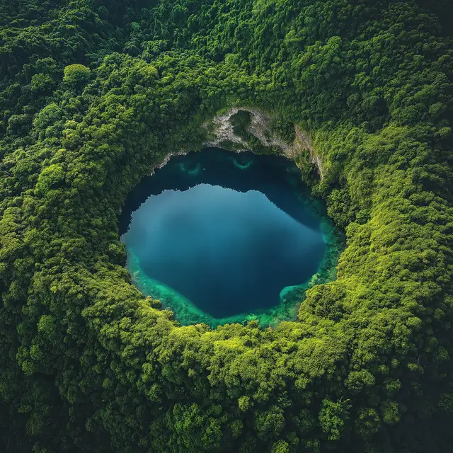 Breathtaking aerial view of a massive crater.