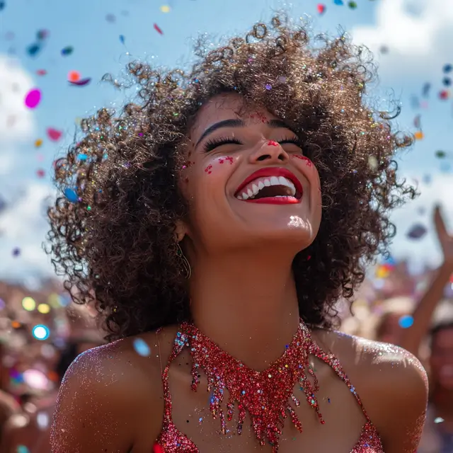 Cinematic photography of an Afro-Brazilian woman.