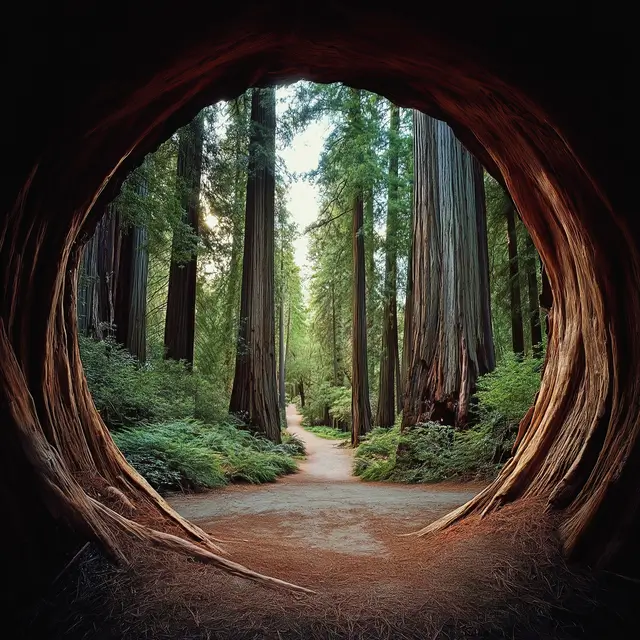 Inspirational scene of a beautiful redwood forest.