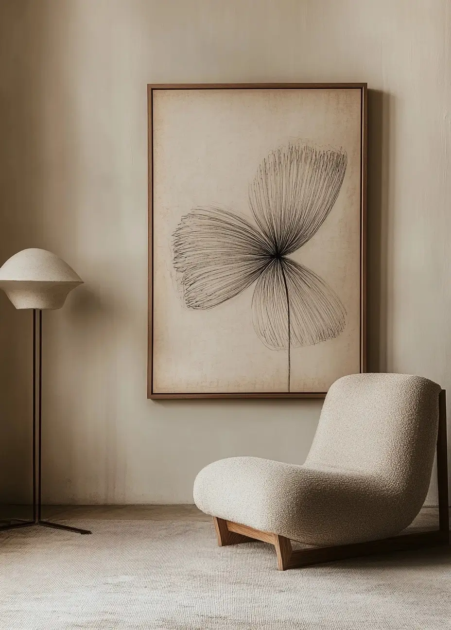 Traditional wooden chair, modern metal-based lamp, in a well-lit, inviting room.