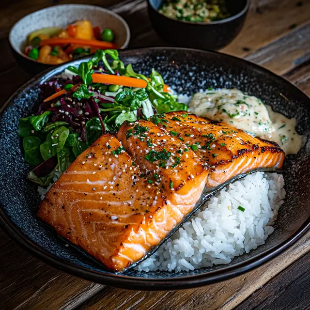 Bowl of rice and seafood placed on a table, captured in a food photography session.