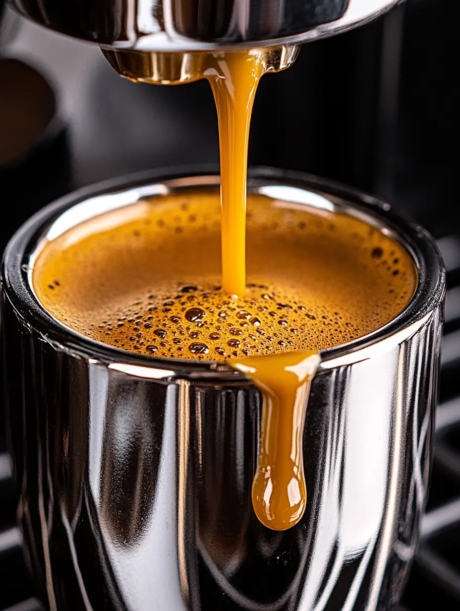 A sleek modern coffee maker pouring a hot, steaming cup of dark, rich coffee.