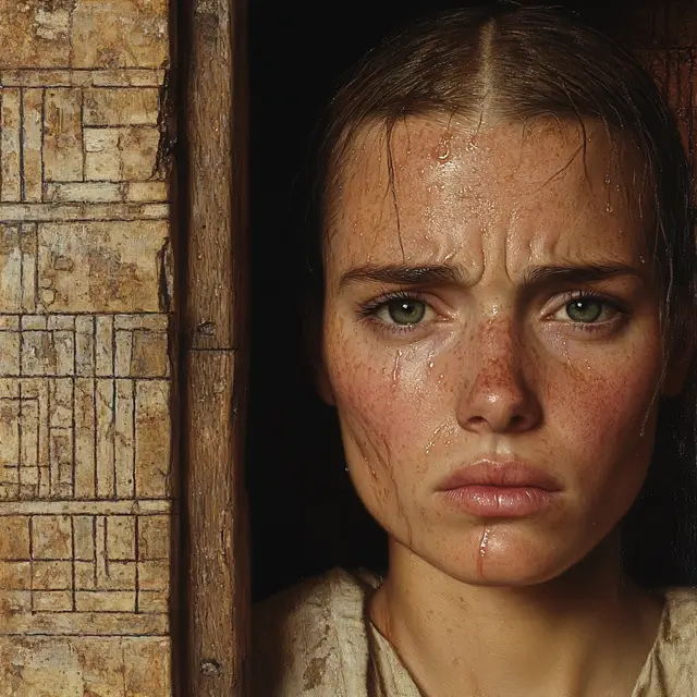 Half-length portrait of a beautiful young woman.