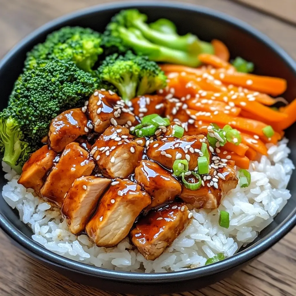 Hearty bowl of fluffy rice, fresh broccoli and chicken, sprinkled with sesame seeds for a balanced meal.