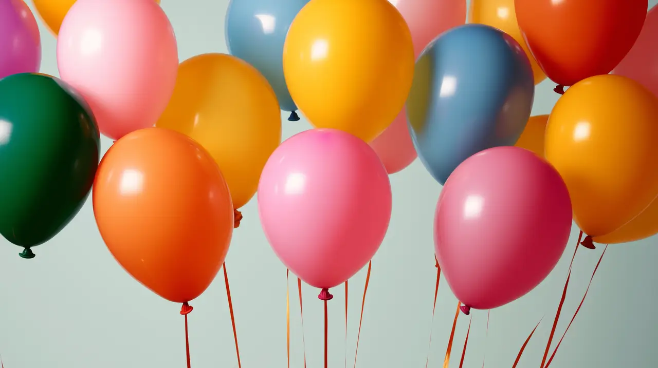 A vibrant scene with colorful balloons.