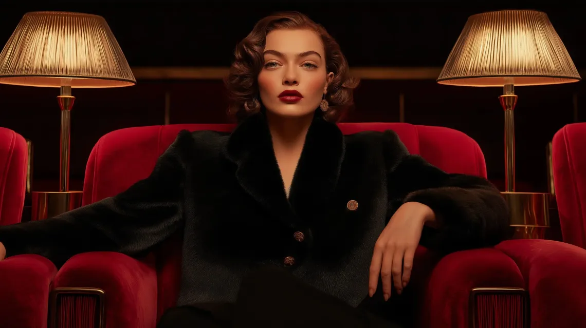 Woman sitting comfortably in a red chair in a well-lit, cozy room.