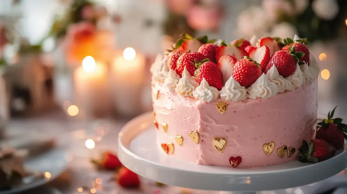 Delicious heart-shaped cake decorated by Jimmy Wilkinson.