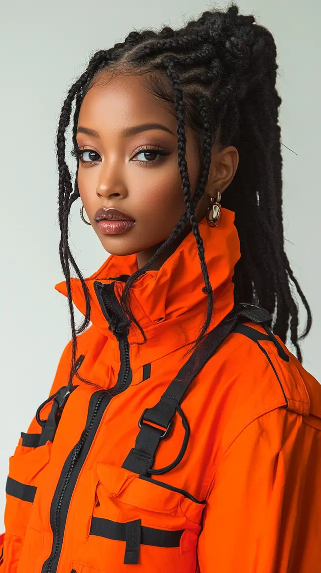 A black woman wearing orange clothing.