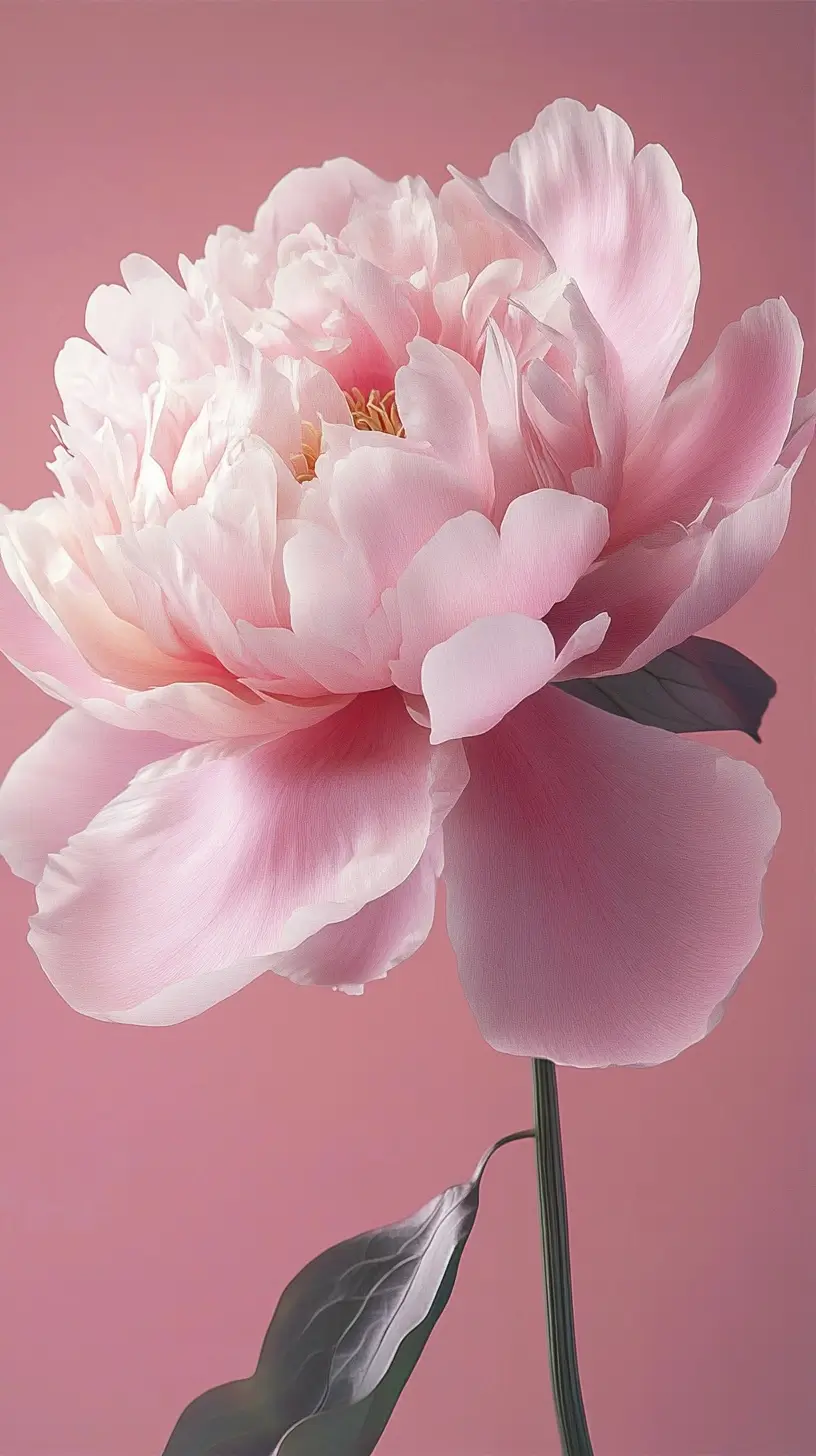 Beautiful pink flower with delicate petals and vibrant green stem.