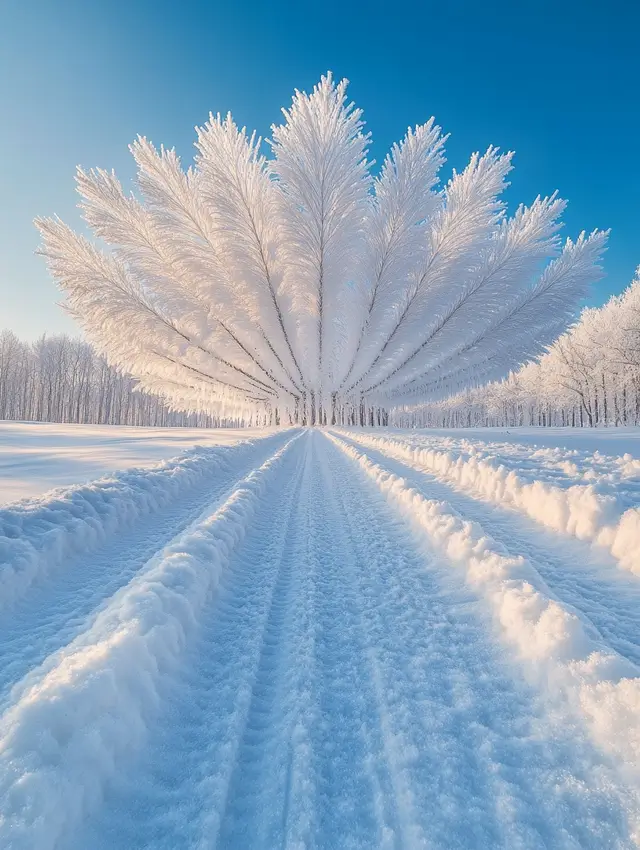 Heavy snow covering the landscape in an endless white scene.