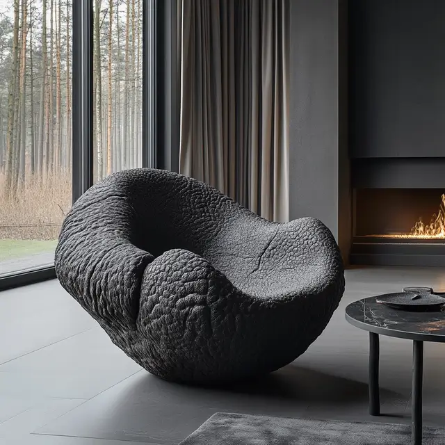 Unique chair made of foam rubber with an unusual texture.