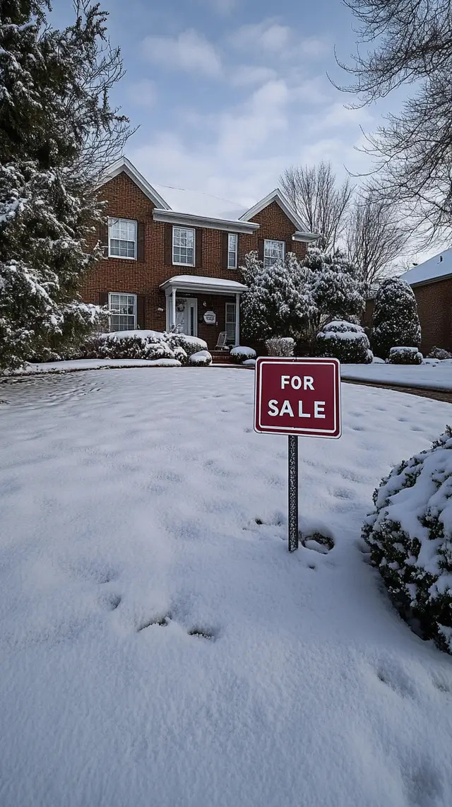 For Sale sign positioned centrally in a middle-class neighborhood setting.