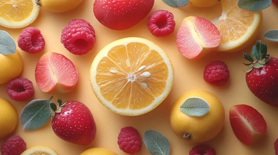 Ripe and vibrant fruits displayed on a table in a well-lit setting.