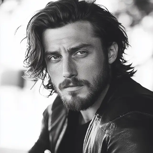 Aaron Taylor-Johnson, a good looking man with long hair.