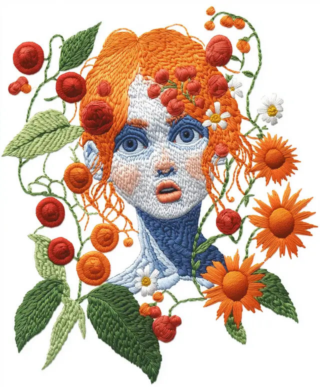 Illustration of beautiful and colourful embroidery art.