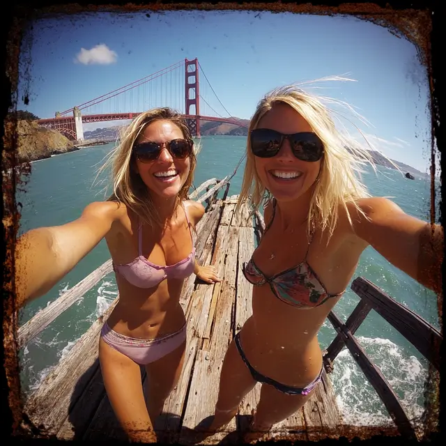 Attractive women smiling in San Francisco.