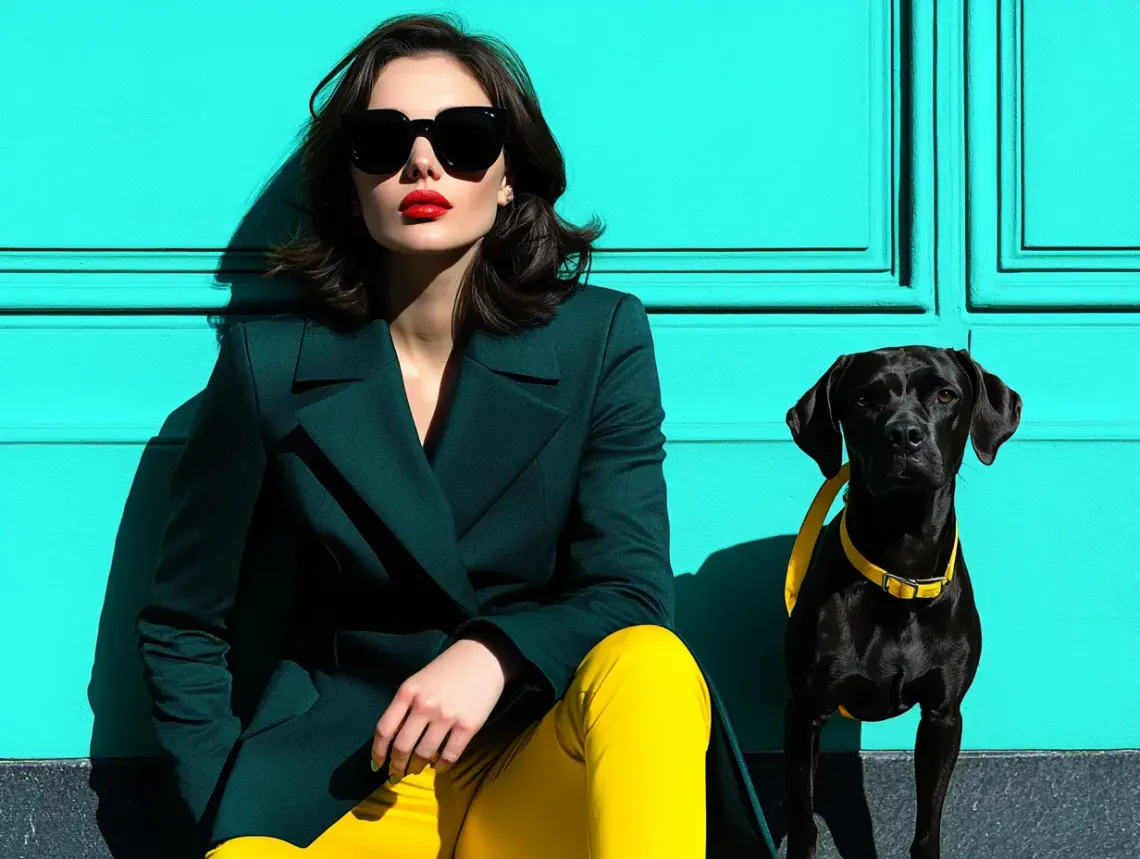 Relaxed woman sitting on the ground with her attentive dog, enjoying a tranquil moment of companionship.