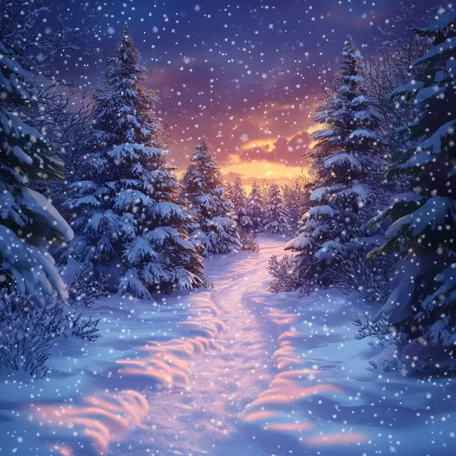 Magical snowy background, evoking a Christmas atmosphere.