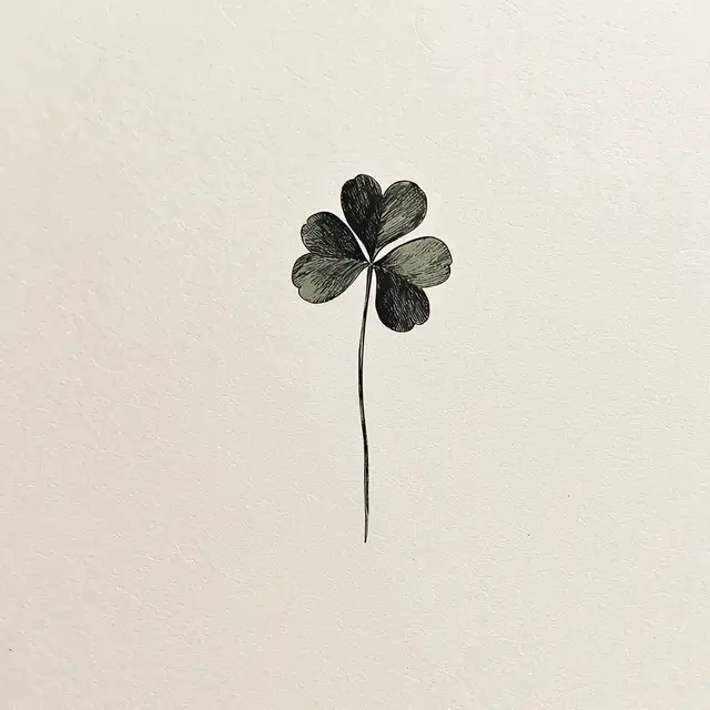 Minimalist tattoo design illustration of a three-leaf clover.