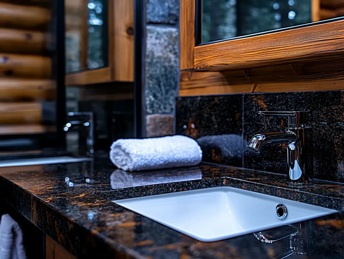 Modern and clean bathroom with a white sink, chrome faucet, rectangular mirror, and neatly folded towe.