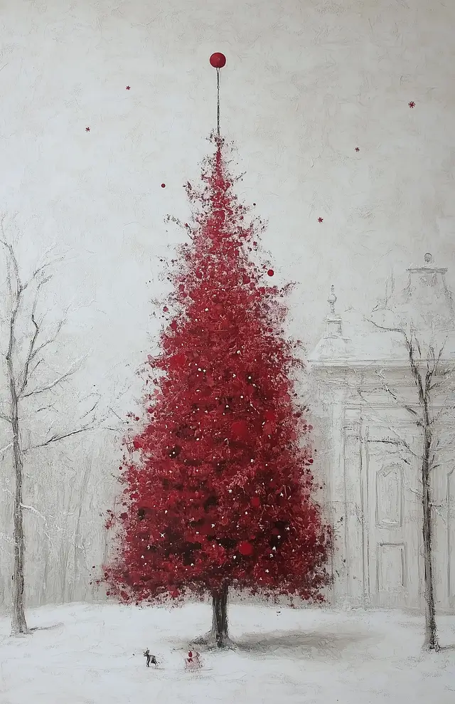 Painting of a Magical Christmas Landscape.