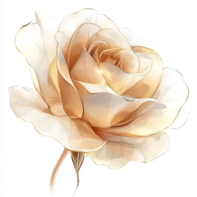 Elegant beige smoky rose with semi-translucent petals.