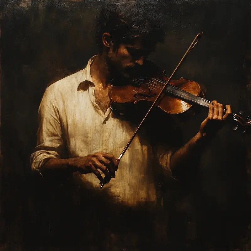 Painting of a violin player.