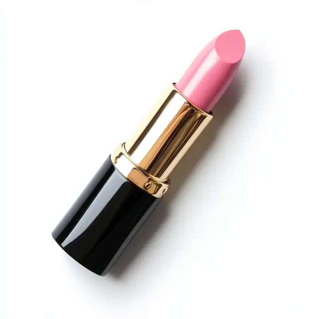 Pink lipstick isolated on a white background.