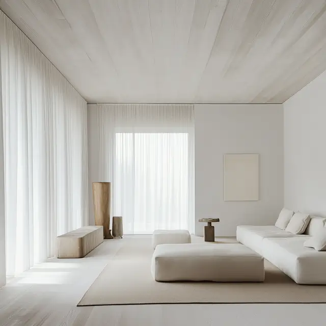 Plain white themed room of a house's living room.