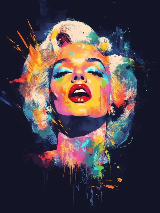 Portrait of Marilyn Monroe in vibrant colors.