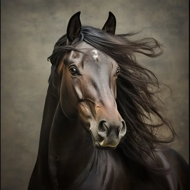 Portrait of a horse's head.