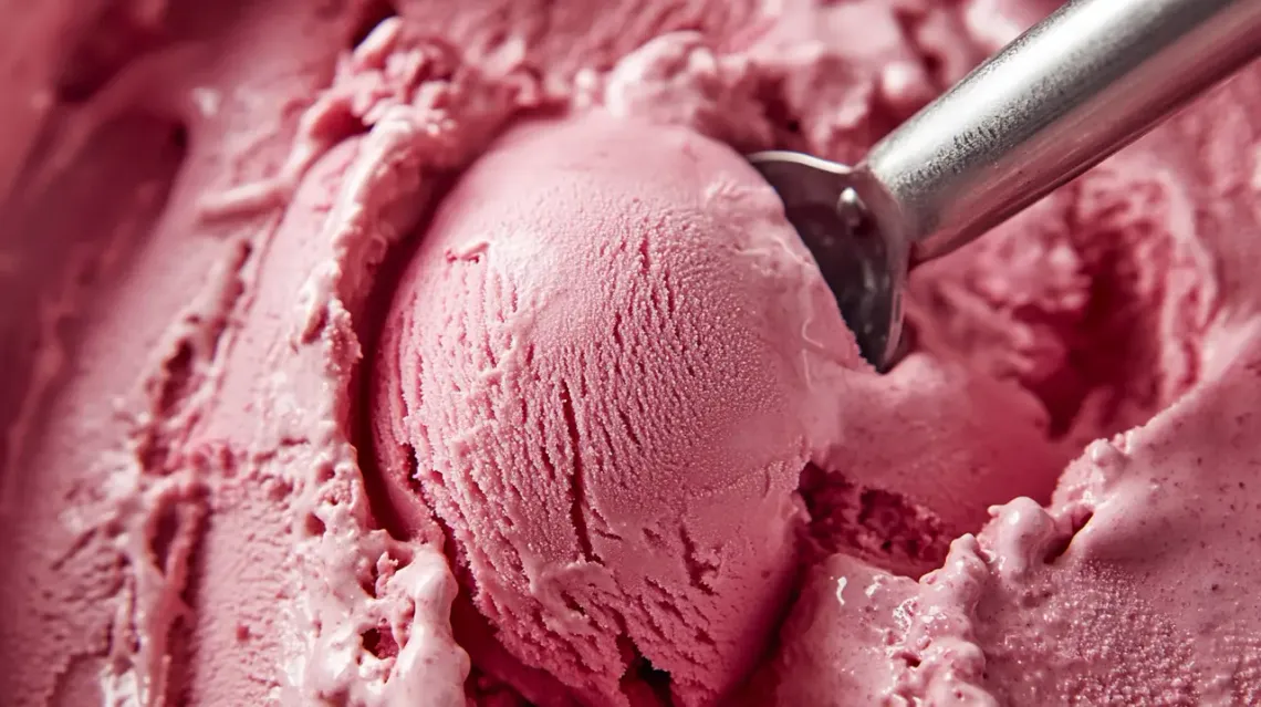 Creamy raspberry velvet ice cream.