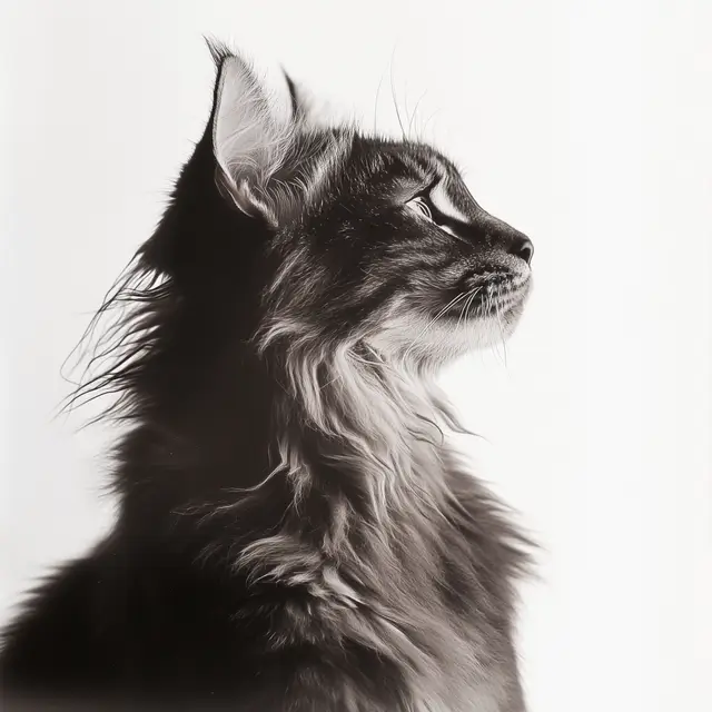 Side profile view of a cat with hair gradually turning color.