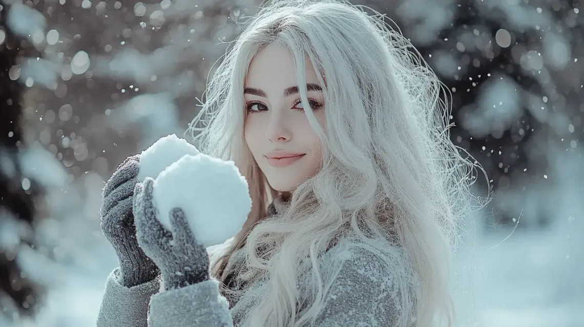 Beautiful woman in winter.