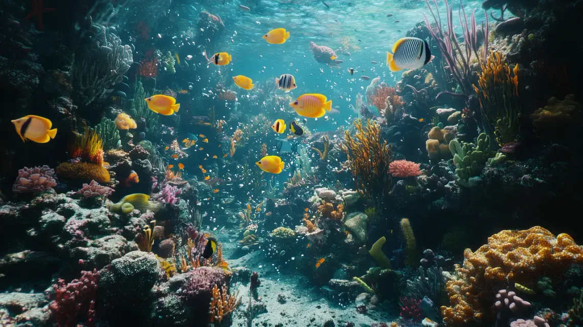 Tropical fish swimming underwater.