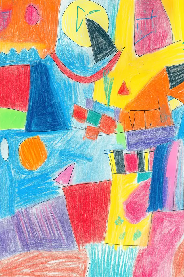 Crayon drawing made by a 5-year-old inspired by nature.