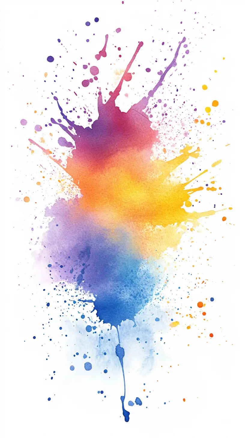 Vibrant and dynamic watercolor splash painting on a clean white background.