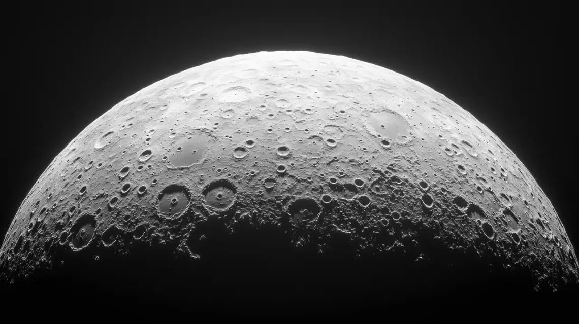 View of the back side of the moon with a giant effect.